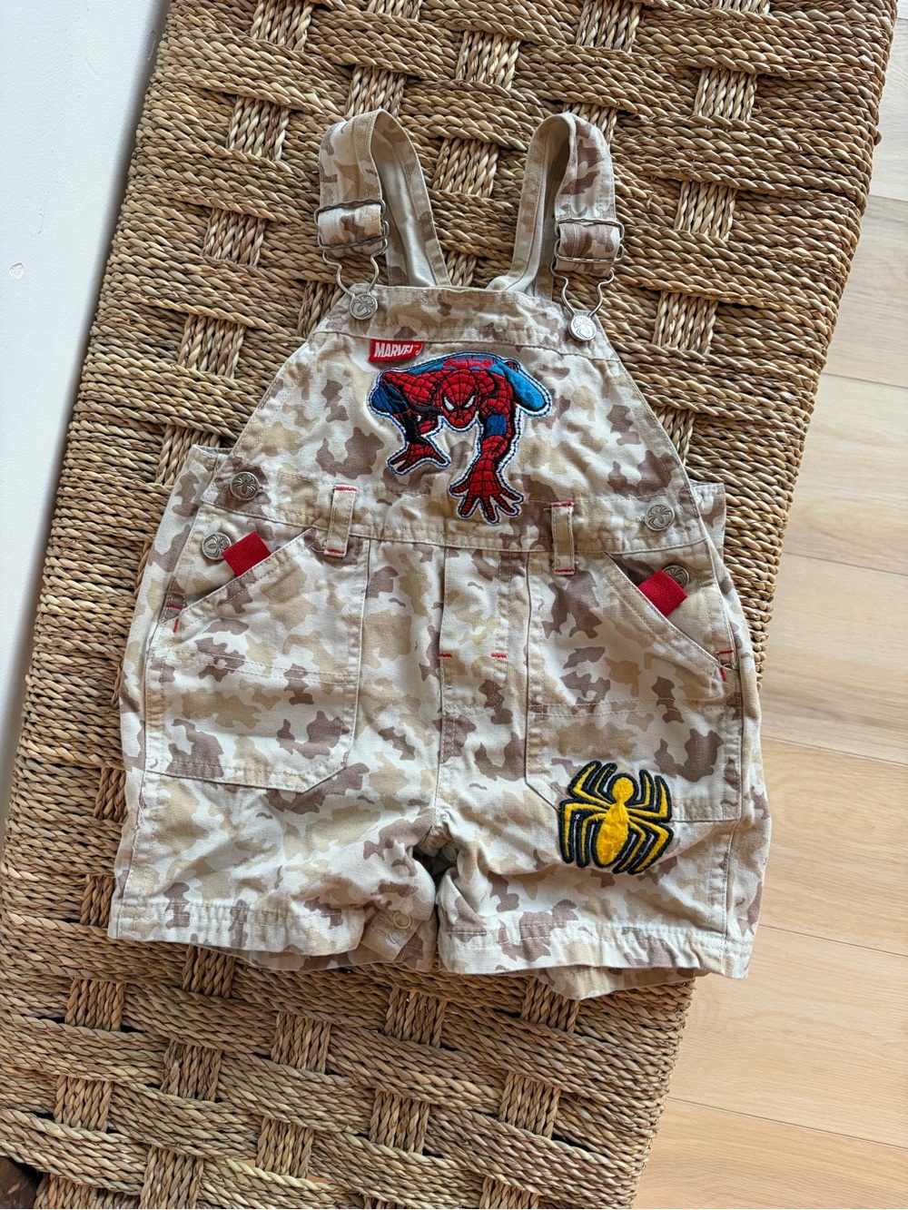 Vintage Marvel Spiderman Camo Short Overalls
